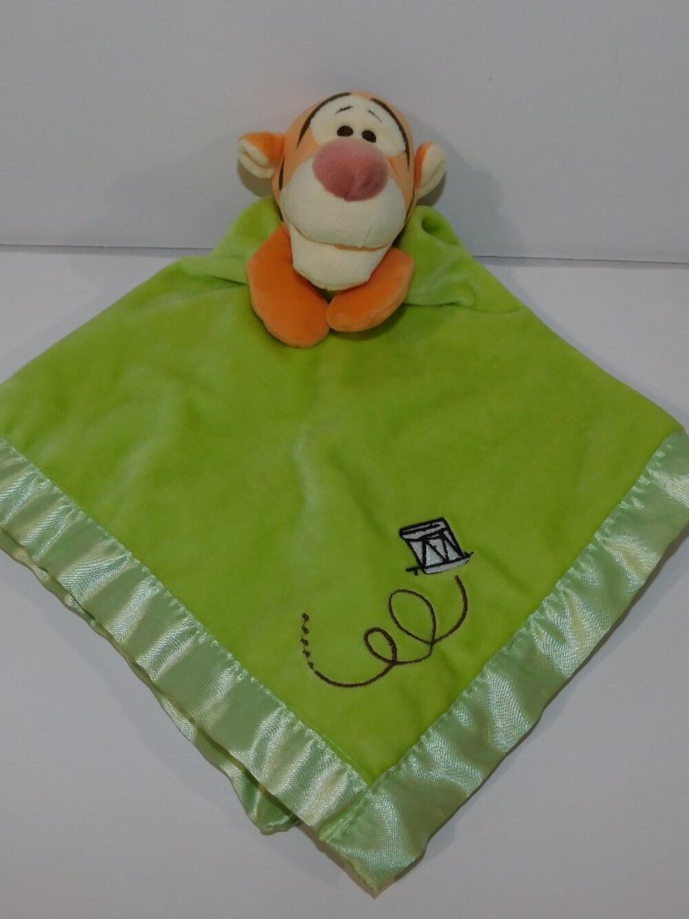 Disney Winnie the Pooh Tigger Tiger Green Drum Security blanket baby Lovey nunu